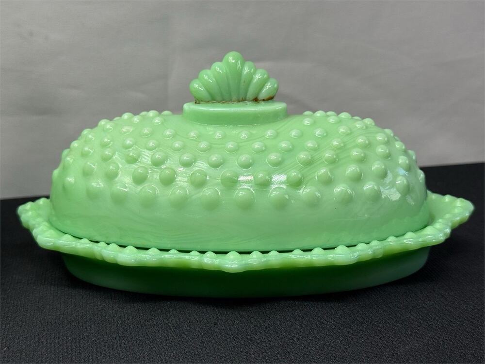 Mosser GiGi Jadite Butter Dish Oval Covered 8x3.5"